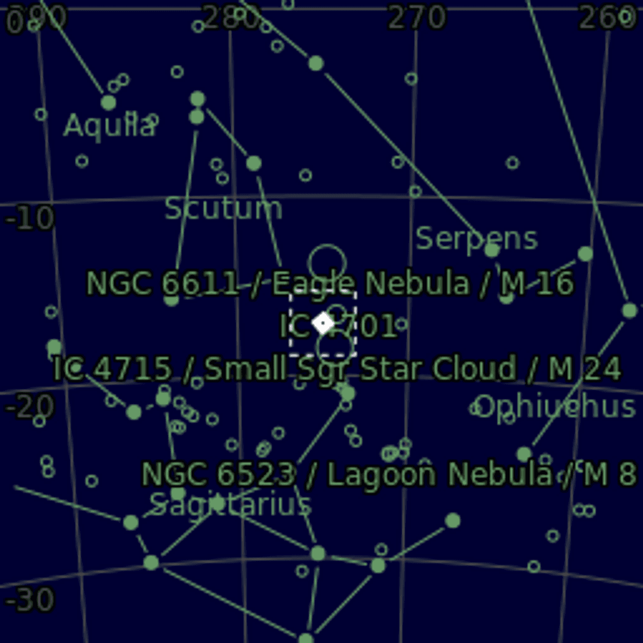 Star map of M18