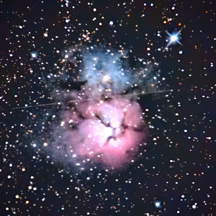 M20 captured through a telescope eyepiece using a smartphone camera - Afocal Astrophotography