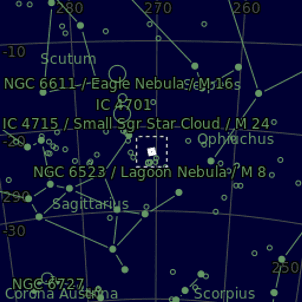 Star map of M20