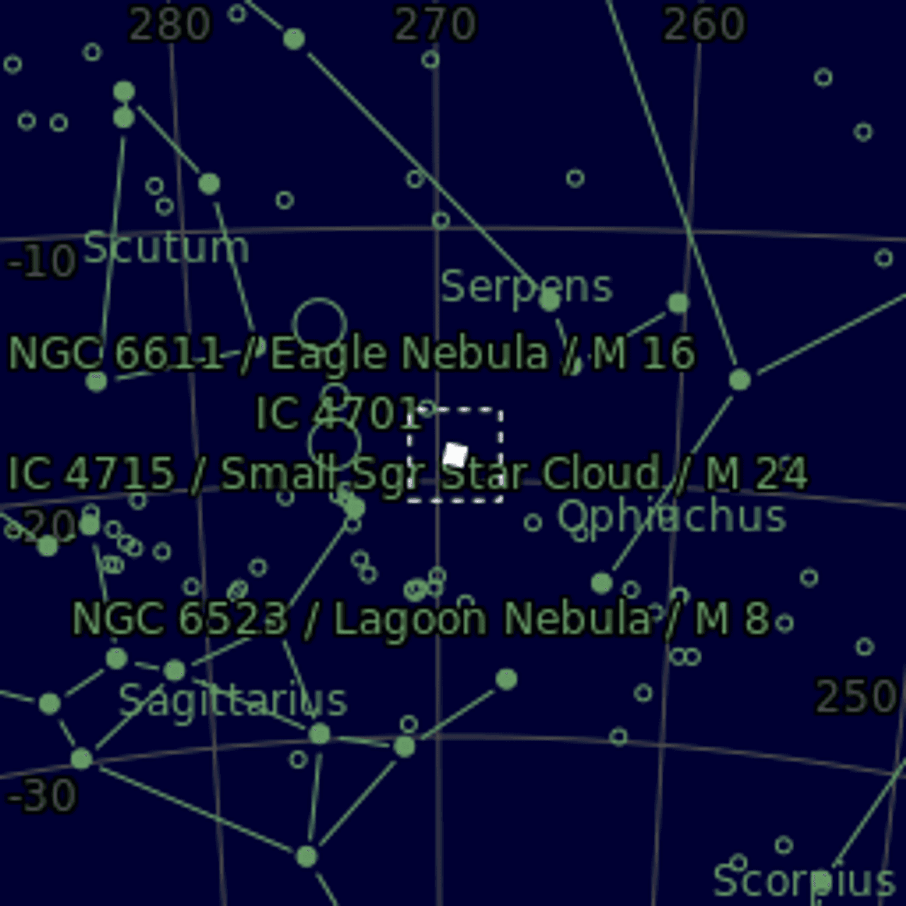 Star map of M23