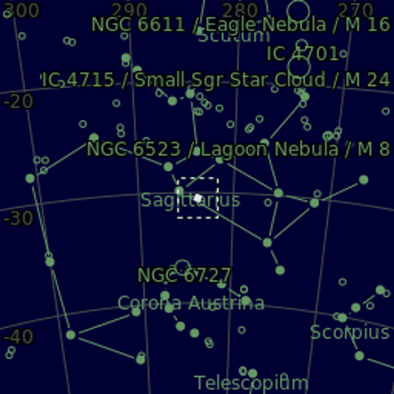 Star map of M54