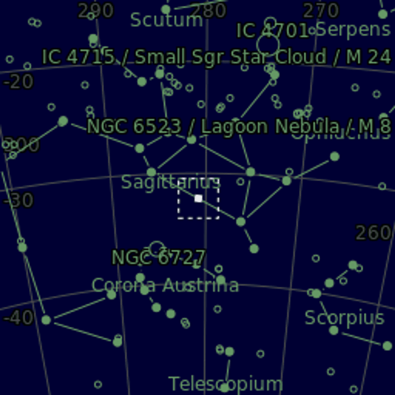 Star map of M70