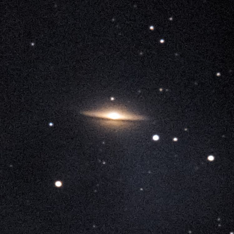M104 captured through a telescope eyepiece using a smartphone camera - Afocal Astrophotography