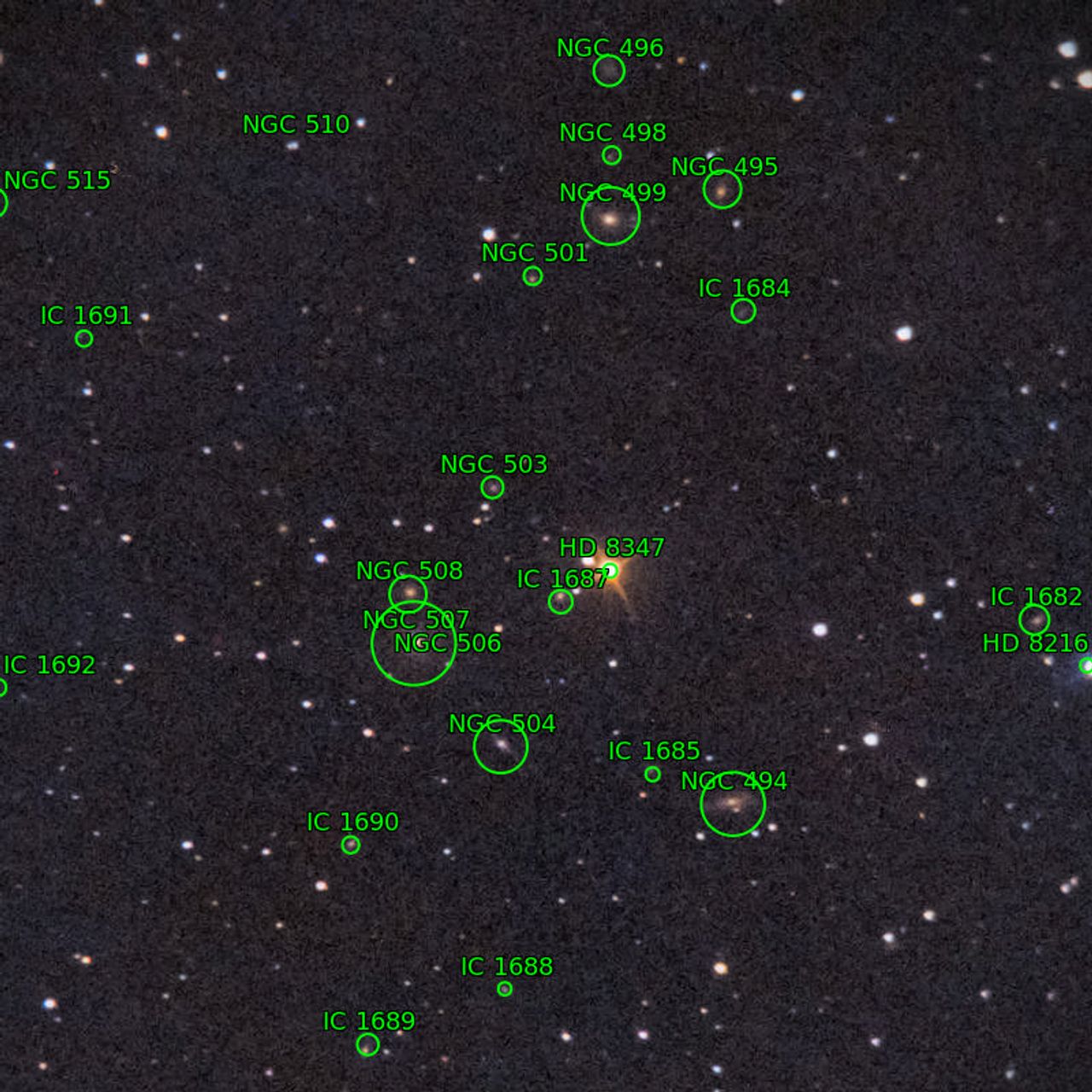 Annotation around NGC507around