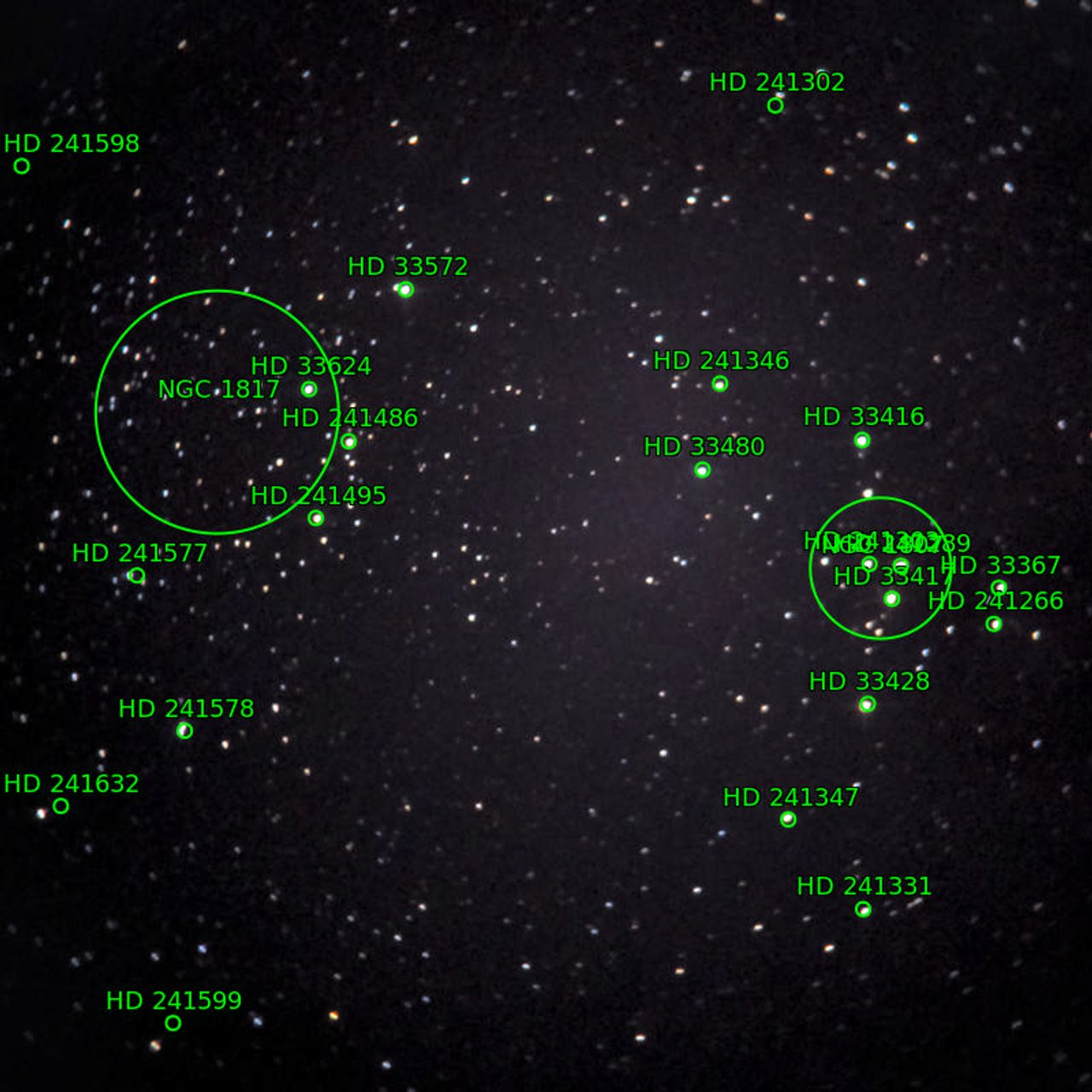 Annotation around NGC1807_NGC1817