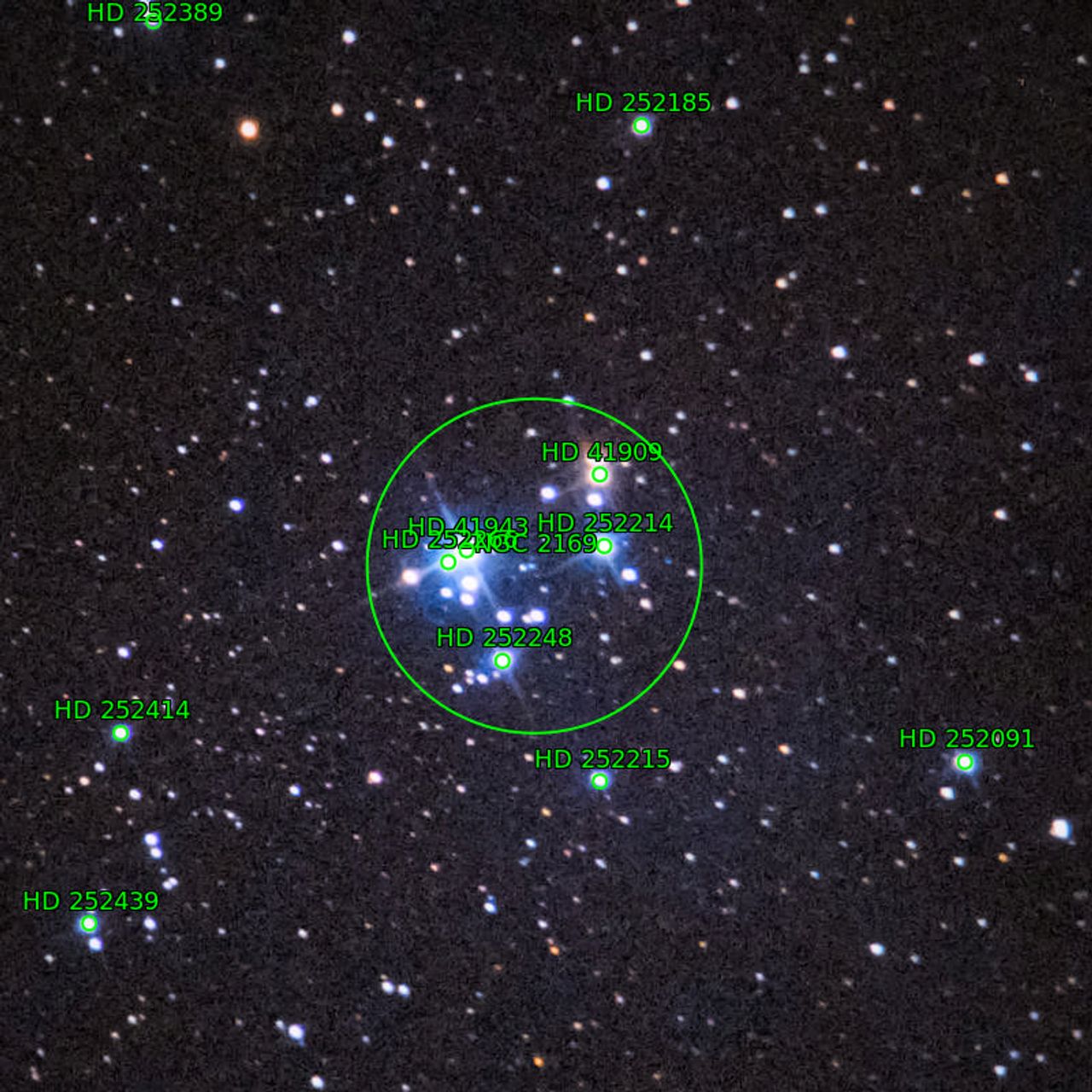 Annotation around NGC2169