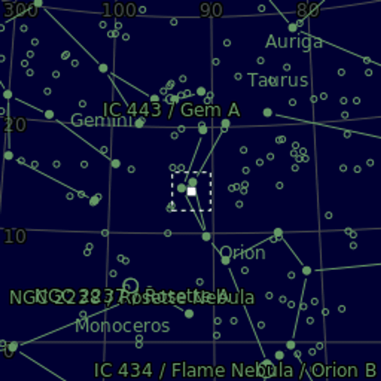 Star map of NGC2169