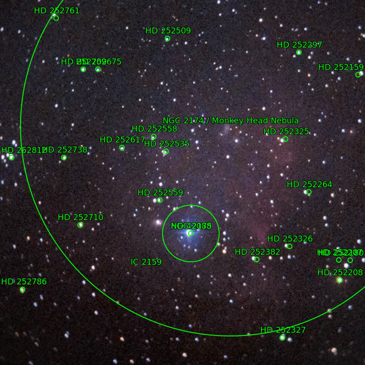 Annotation around NGC2174