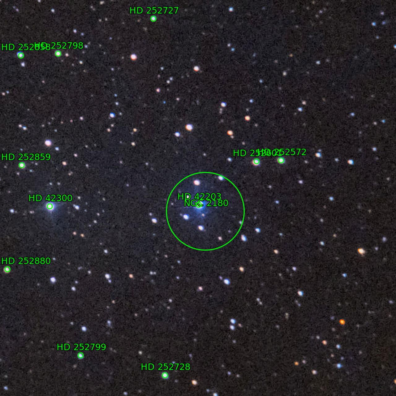 Annotation around NGC2180