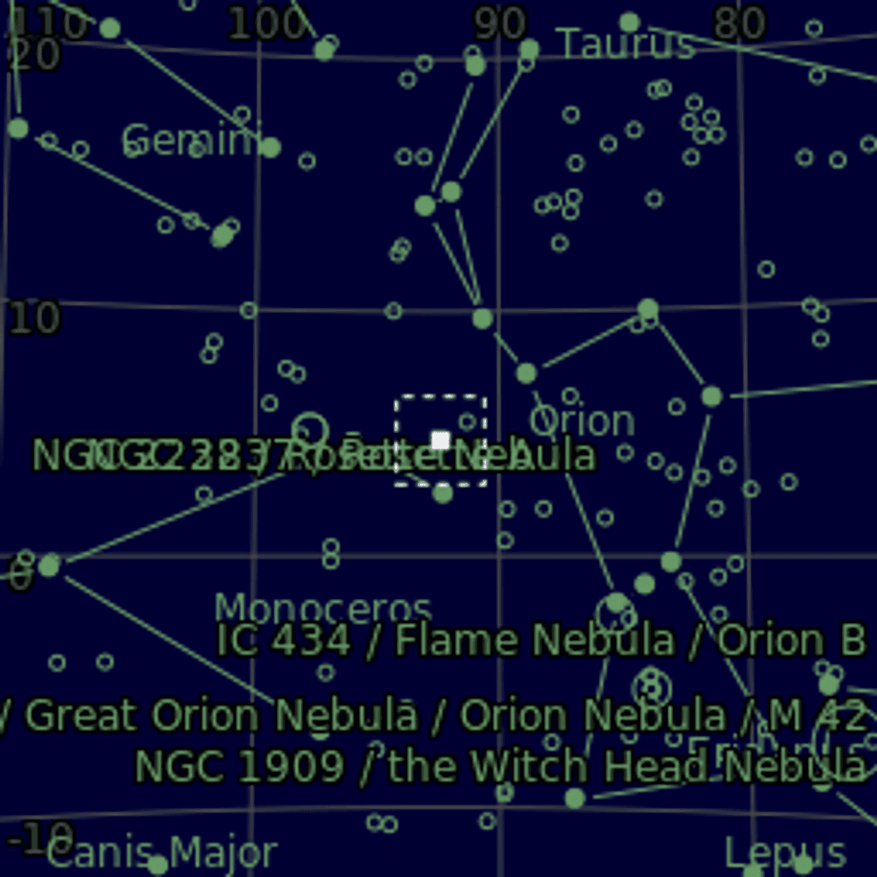 Star map of NGC2180