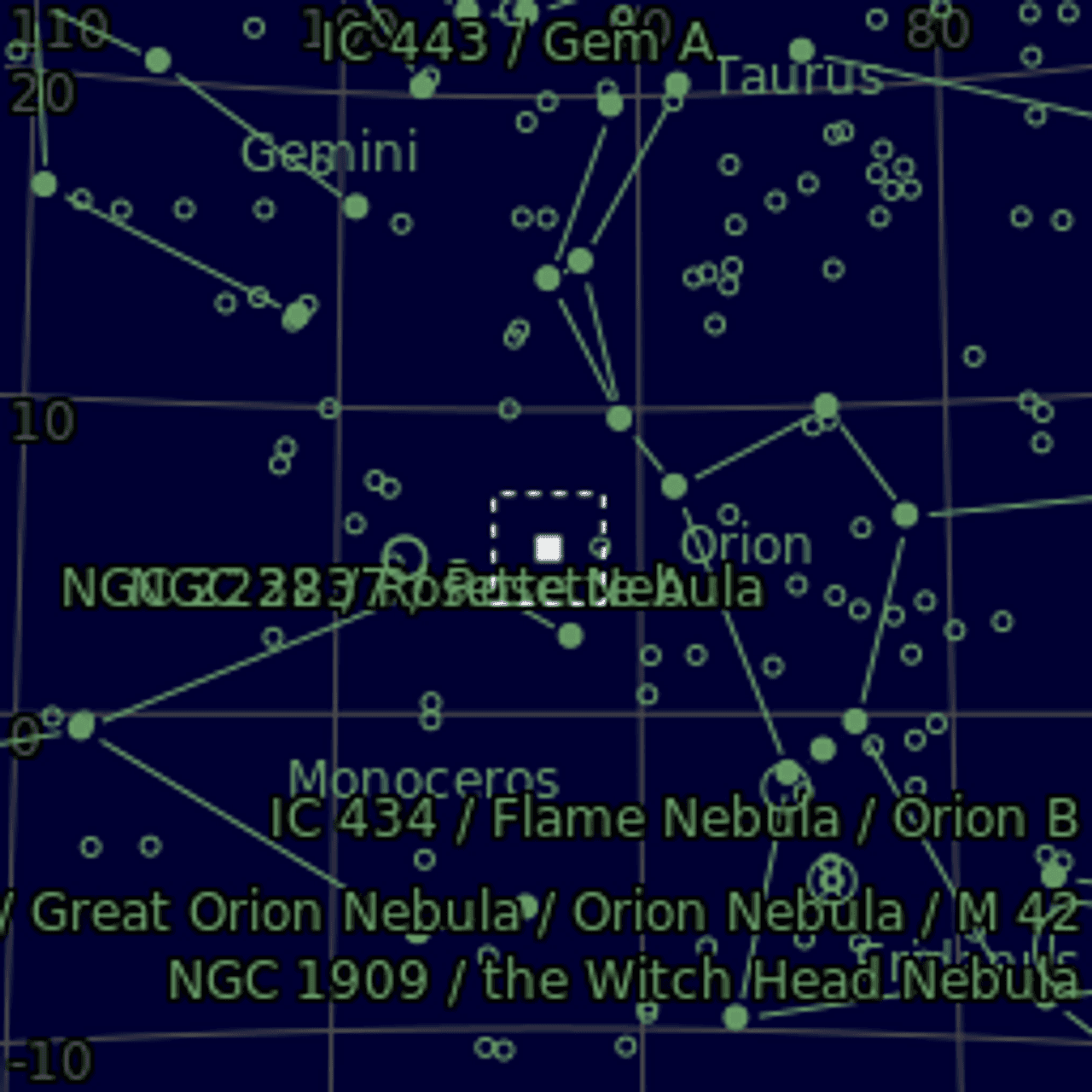 Star map of NGC2186