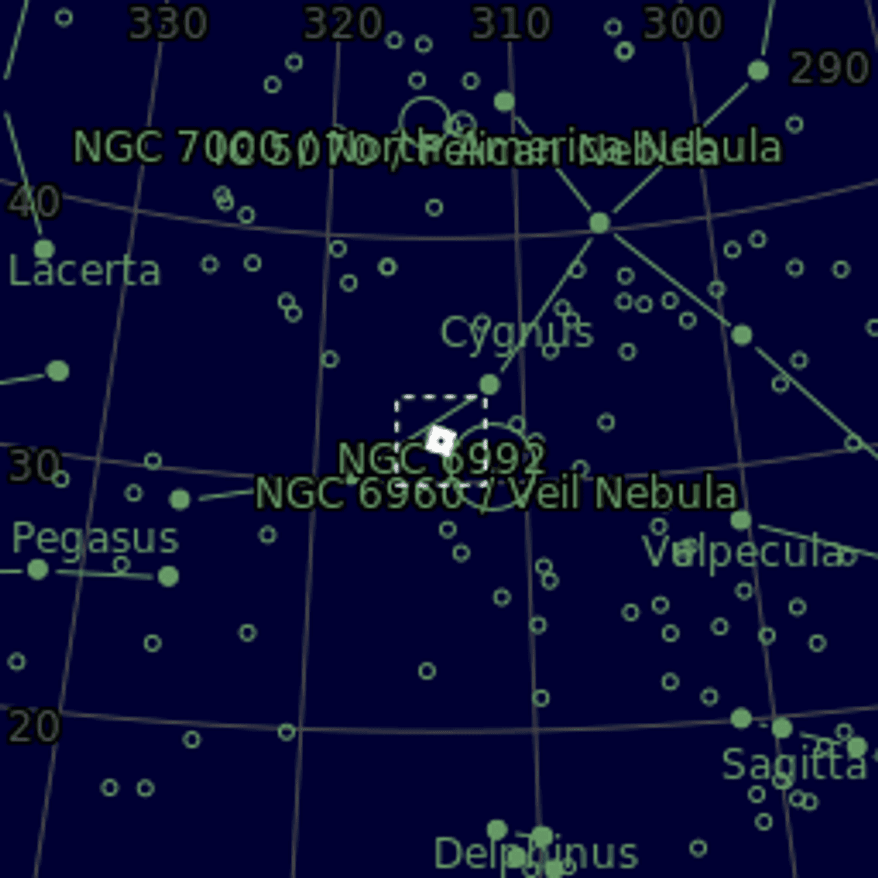 Star map of NGC6992