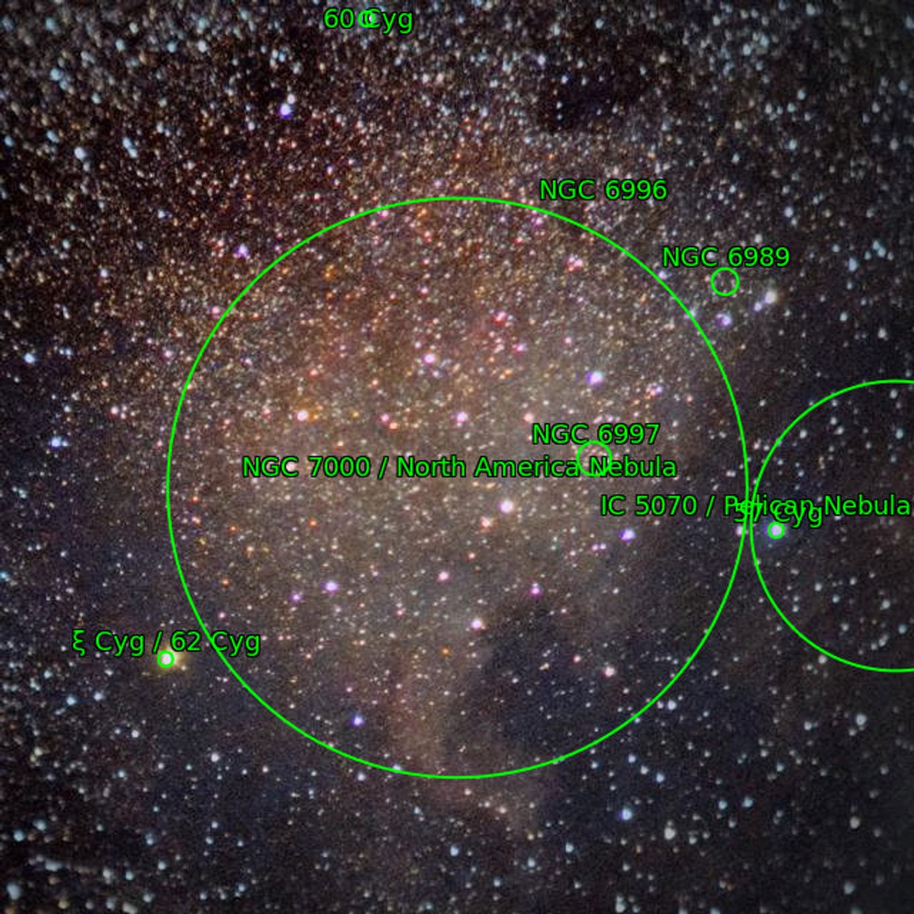 Annotation around NGC7000